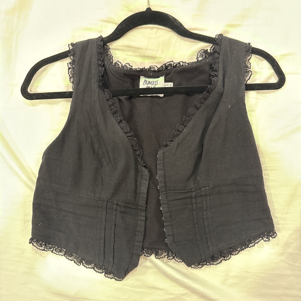 Princess Polly Charcoal Lace-Edged Top